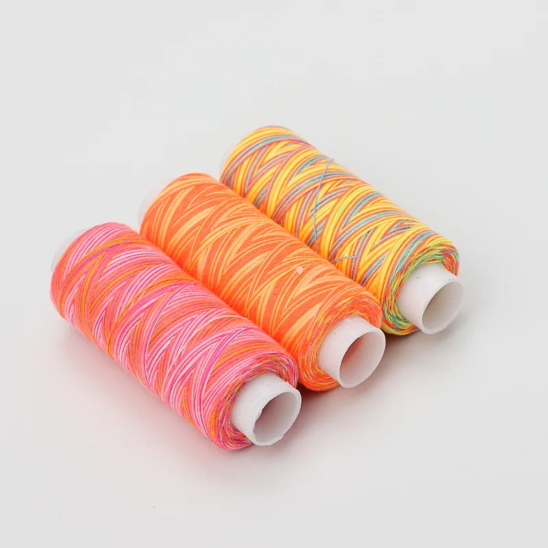 

New colorful line polyester clothing line 300 yards small shaft rainbow line gradient line colorful 402 sewing thread