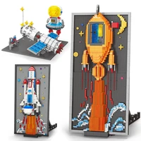 creative space station space shuttle rocket micro building blocks moc astronaut figures with led light bricks toys for children