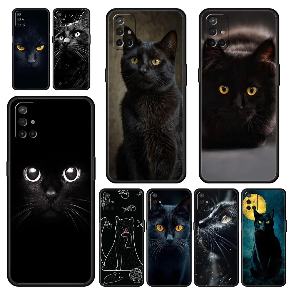 Фото Чехол для телефона OnePlus 12 11 10 9 Pro 9T 12R 10R 9R 9RT 10T 8T 8 7 6T 7T Nord 2T CE 2 5G N200 N10 N100 Cover Black Cat №1