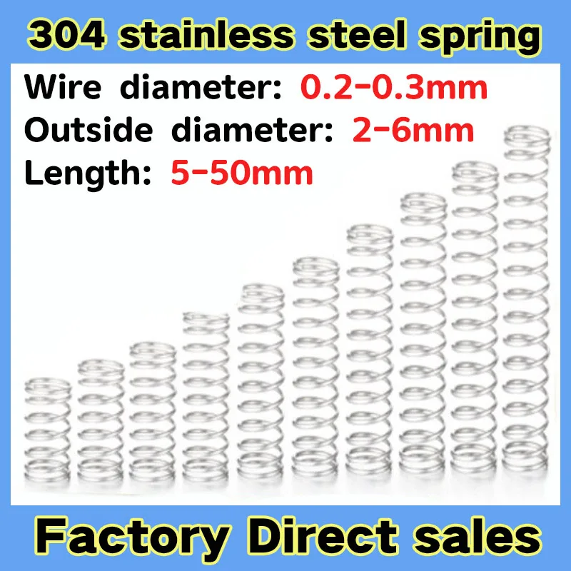 

20pcs wire diameter 0.2mm 0.3mm Stainless Steel Compression Spring 304 SUS Compressed Spring Y-Type Rotor Return Spring