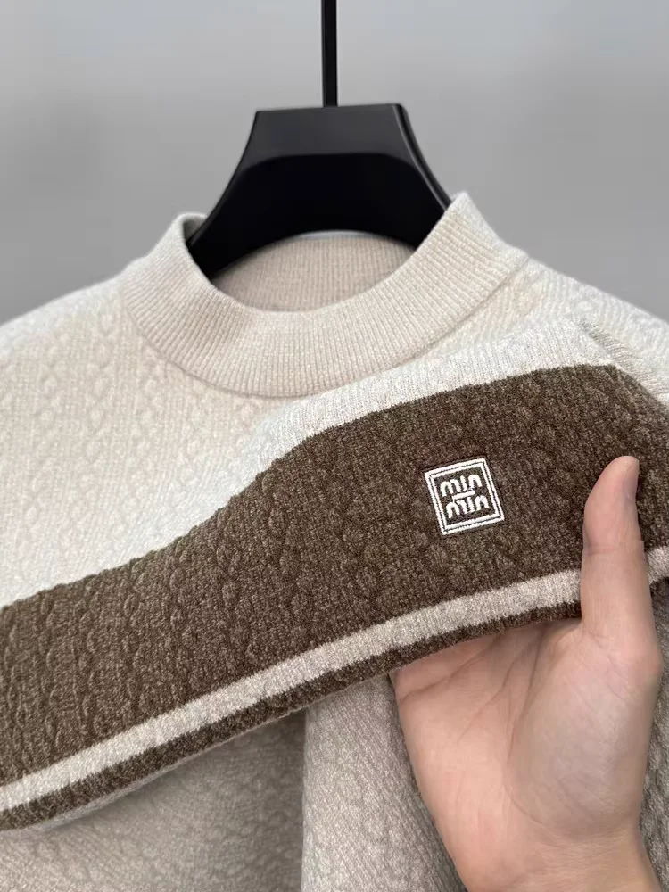  Высококачественный трикотажный свитер мужской круглый воротник осень - зима