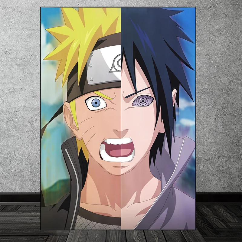 

Japanese Anime Canvas Painting Naruto and Sasuke Character Art Posters Print Mural Pictures Home Room Wall Aesthetic Decoration