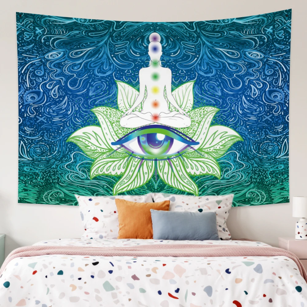

Indian Yoga Seven Chakras Tapestry Psychedelic Evil Eye Hippie Buddha Wall Hanging Aesthetic Bedroom Sheet Decor Dorm Blanket