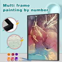 gatyztory coloring by number red ripple landscape kits oil painting by number diy multi aluminium frame modern drawing on canvas