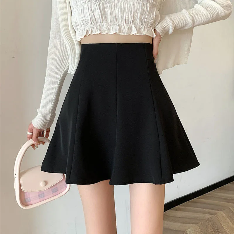 

2022 Summer Plus Size Women Anti-Glare Short Skirt High Waist Black Hip Skirt Girl A-Line Umbrella Skirts 4XL Sexy College Style