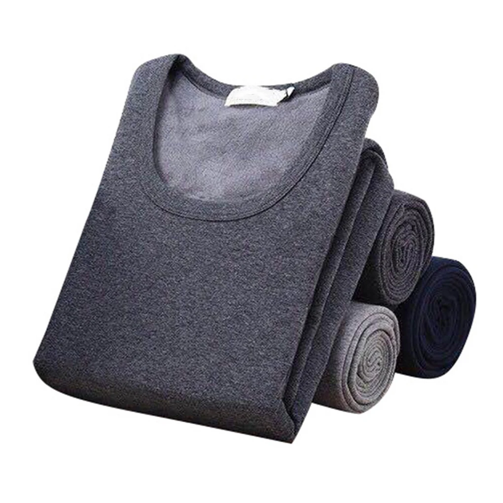 Men Thermal Underwear Thicken Long Sleeve Round Neck Autumn Winter Office School Outdoor Inner Wear Tops Suit for Male