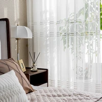 nordic curtains for living dining room bedroom custom luxury modern simple warp knitting hollow white tulle window curtain decor
