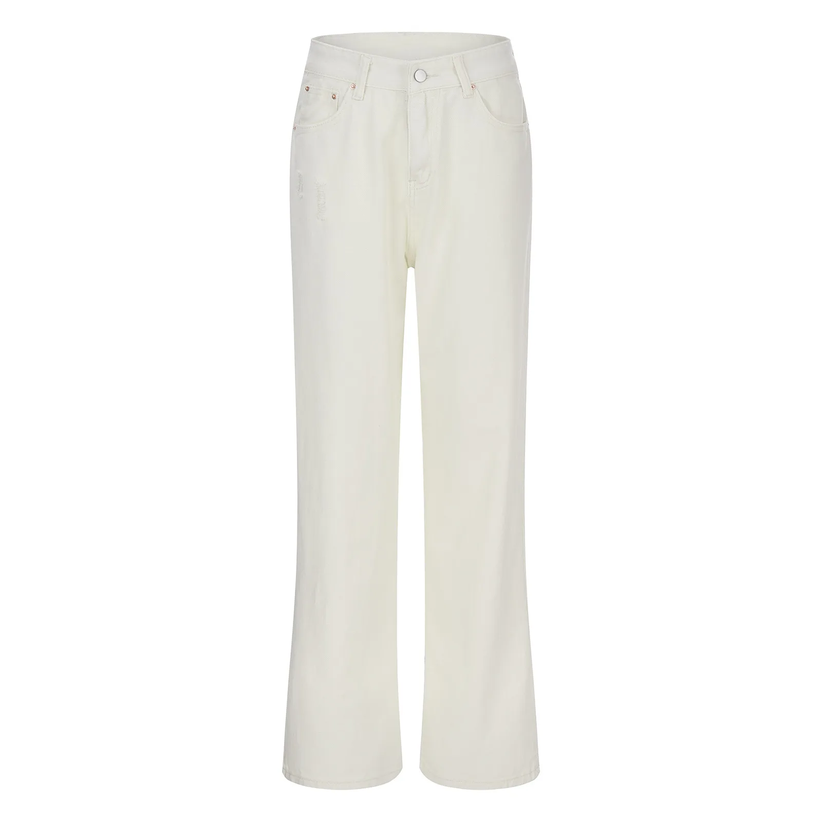 Женские винтажные джинсы в стиле Хай-стрит белые повседневные Прямые джинсовые