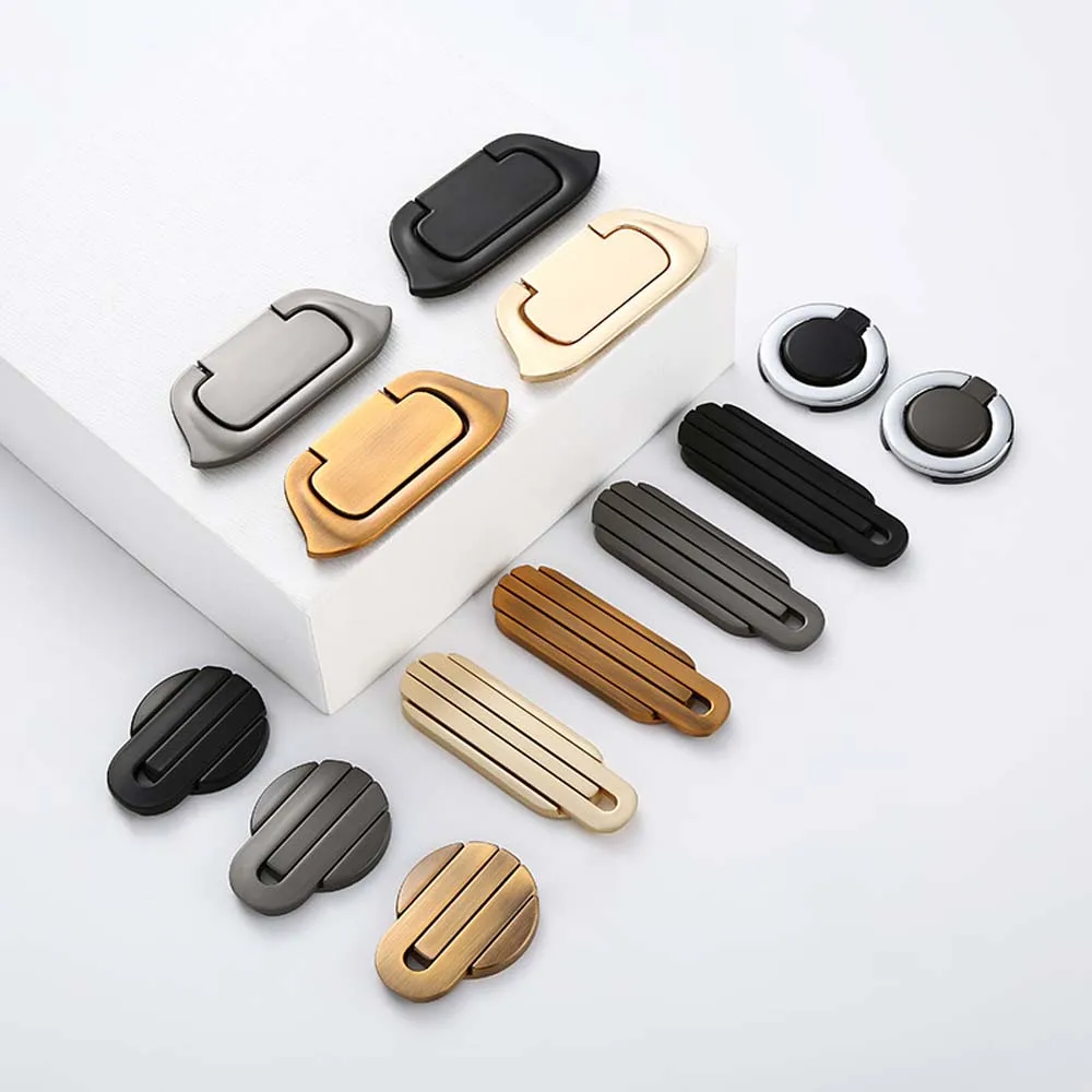 

Wardrobe Drawer Hidden Handle Modern Minimalist European Invisible Door Handle Shoe Cabinet Round Exposed Flip Handle Furniture