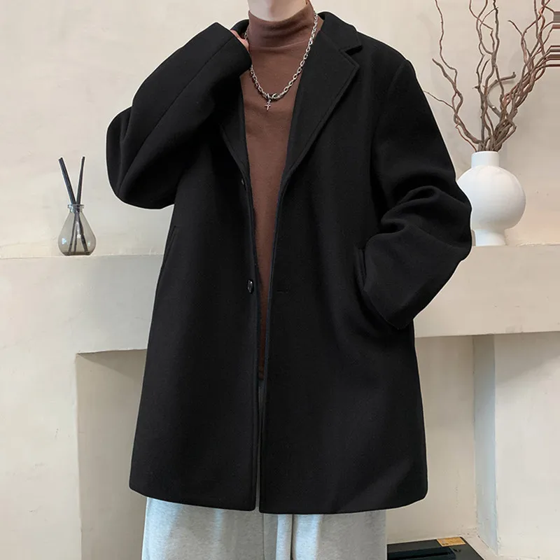 Woolen s Men's and Women's Casual Wear Loose Plus size Single West Korean Sle Idle Coat