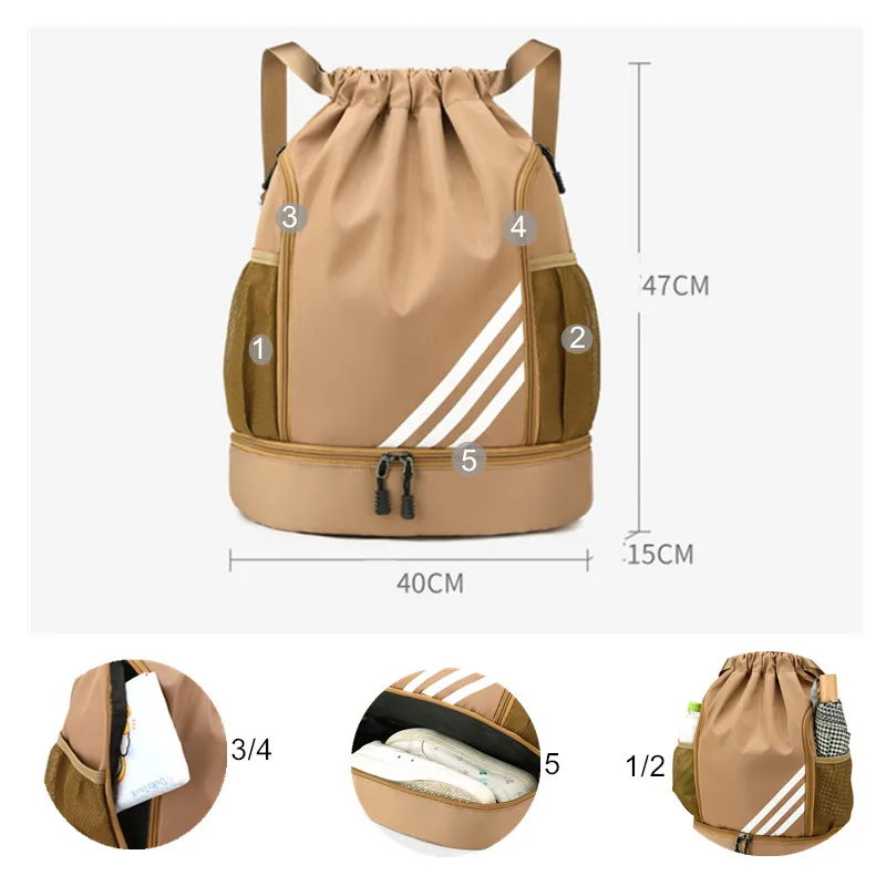 Gym Men's Backpacks Travel Handbag Weekend Shoe Pocket Drawstring Bolsas For Basketball Training And Exercise Women's Sports Bag