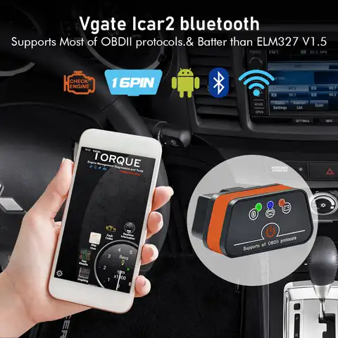 Автомобильный диагностический сканер Vgate iCar2, Wi-Fi Bluetooth V2.2 icar pro V2.3, OBDII, PK ELM327