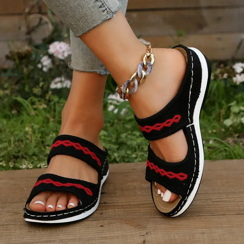 New 2023 Retro Wedges Slippers Women Non-slip Round Toed Fashion Comfortable Slippers Casual Walking Beach Shoes Tênis Feminino