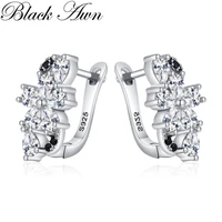 black awn hoop earrings for women classic silver color trendy spinel engagement fashion jewelry i247