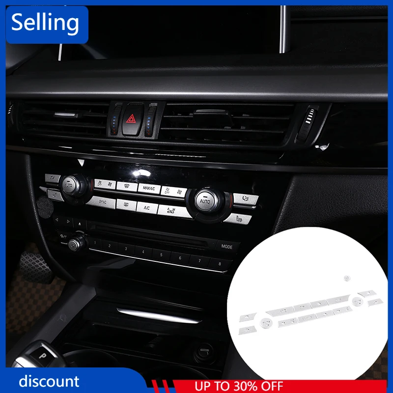 

For BMW X5 X6 F15 F16 2014-18 Stainless Steel Car Central Air Conditioning Multimedia Button Decoration Sticker Car Accessories
