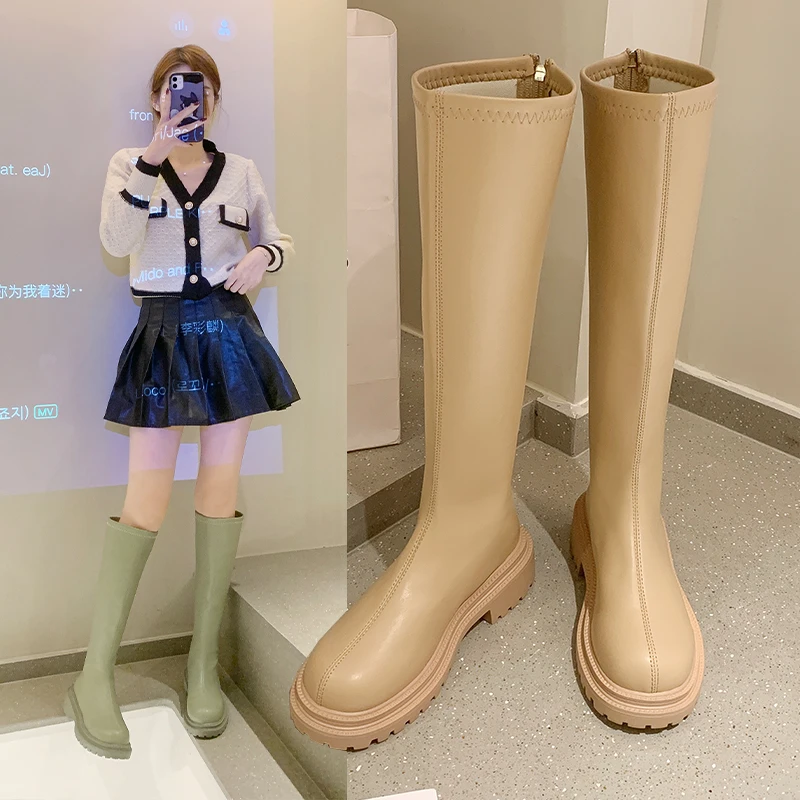 Женские ботинки на платформе 2021 зимняя готическая обувь длинные сапоги женские