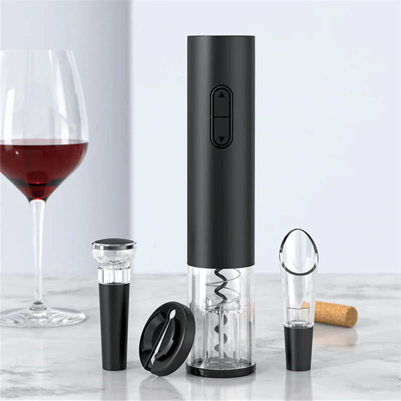 

Electric Wine Bottle Opener One-click Button with Foil Cutter Reusable Automatic Wine Corkscrew for Home Kitchen Party Bar