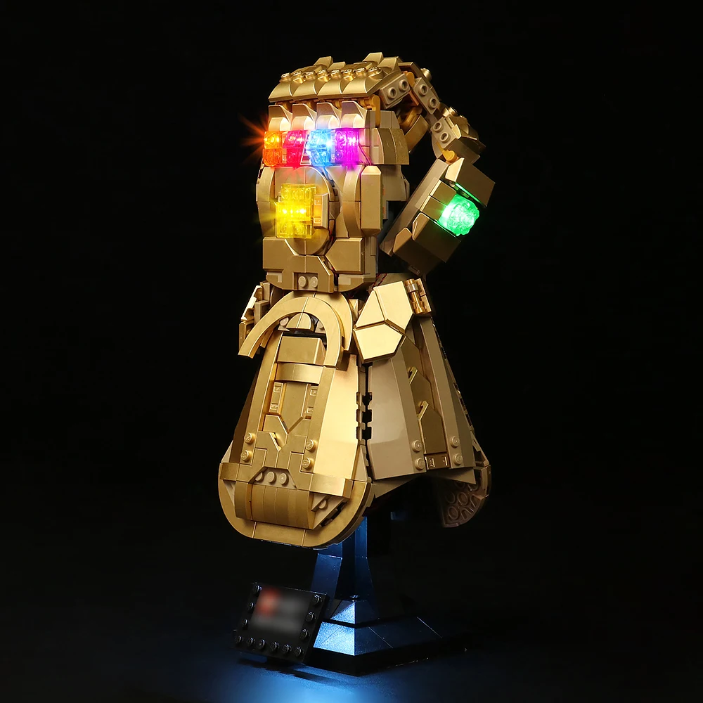 New 589PCS LED Infinity Glove Gauntlet Stone Compatible 76191 Endgame DIY Toys For Kid Christmas Gift |