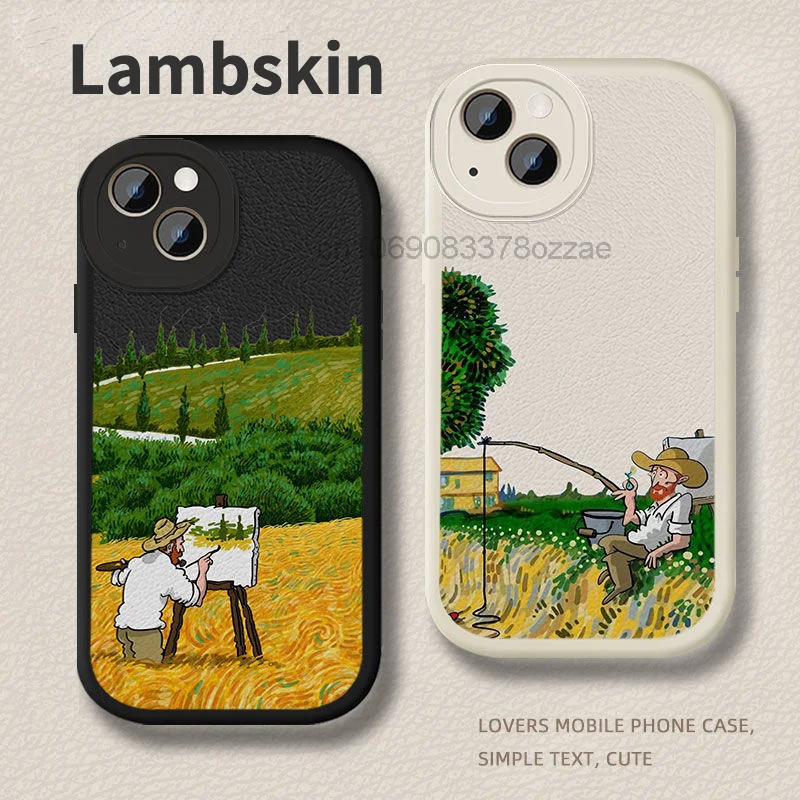 

Lambskin For Van Gogh Art Picture For Iphone 13ProMax Phone Case 11Pro/12/13 Lambskin XSmax All Inclusive 8PLUS/XR 12pro Case 6s