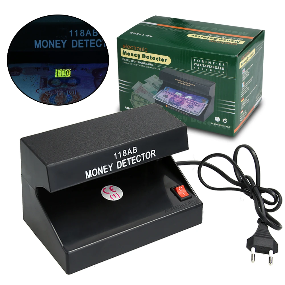 110-220V UV Light Counterfeit Money Detector Checker with ON/OFF Switch EU / US Plug