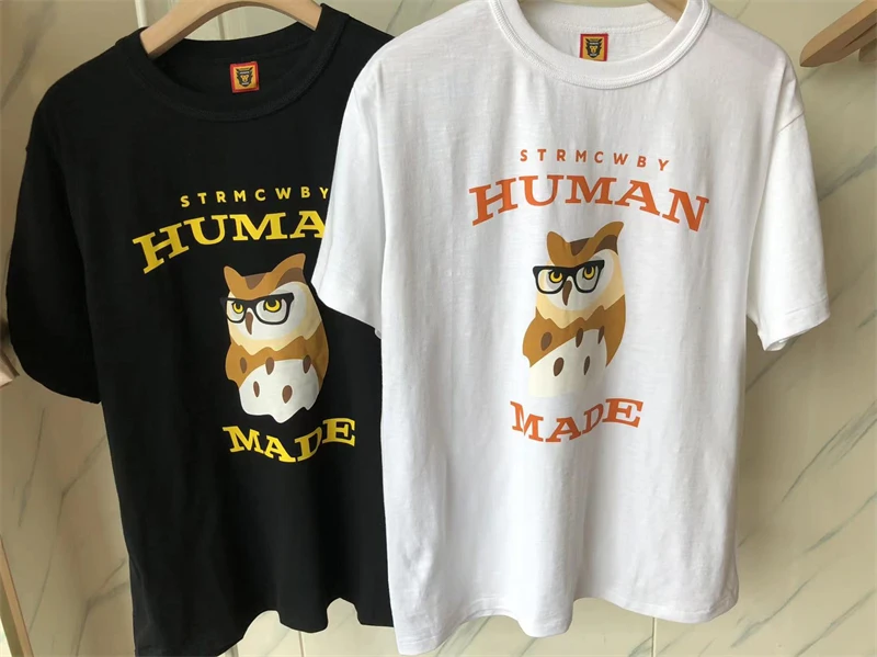 

2023SS Owl HUMAN MADE T Shirt Men Women Oversized Top Tees Animal Graphic Limited T-shirt Hip Hop Clothing