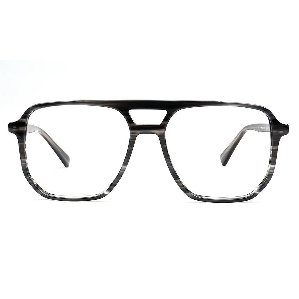 Очки для близорукости с пружинной дужкой и двойным мостиком в ацетатной оправе