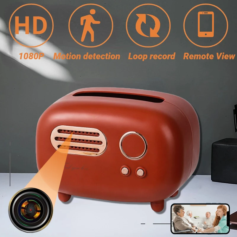 

1080P HD Mini Camera Home Security Nanny Cam Ultra Clear Tissue Box Camera Wifi Wireless Tissue Box Cam Support Remote Viewing
