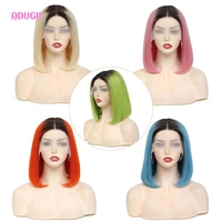 ombre color human hair short bob wig straight 13x4x1 lace front wigs for women brazilian remy colored 1b613orange bob wig