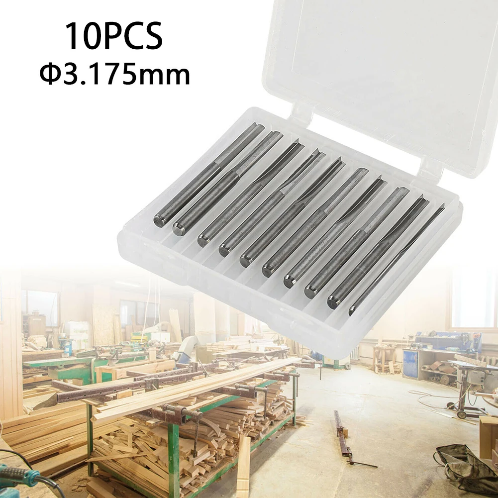 

10pcs 3.175mm 2 Flute Steel End Mill CNC Router Bits Milling Cutter For Wood 10 X Milling Cutters Machines Woodworking