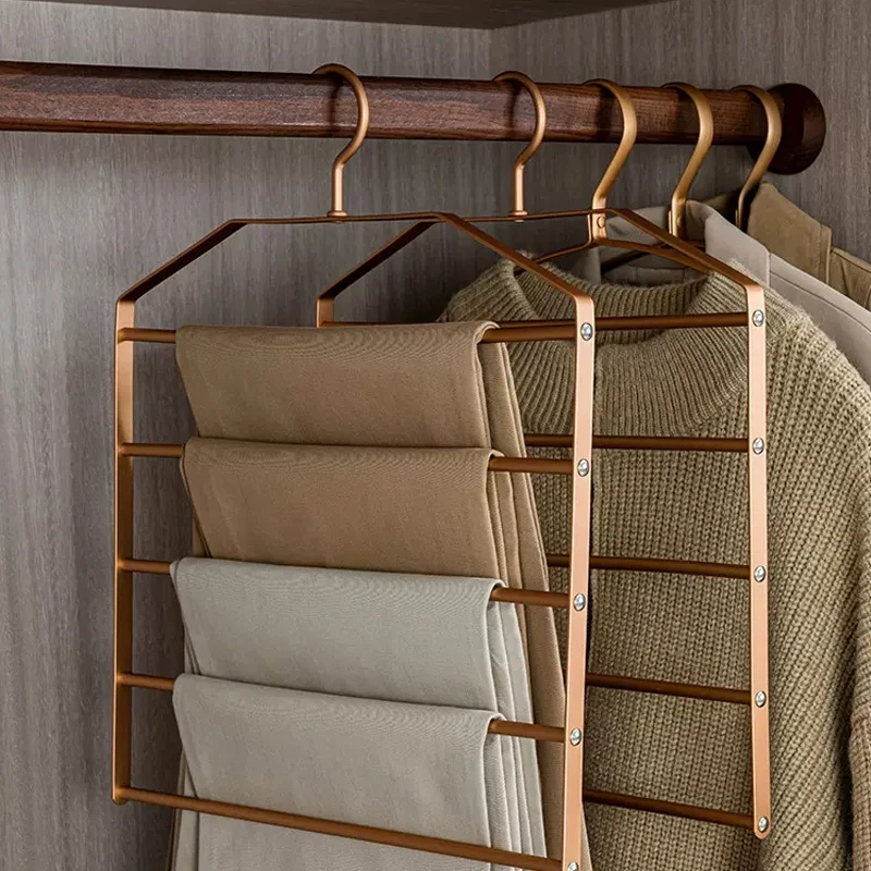 

Storage Rack Shelves Alloy Clothes Pant 5 1pc Hanger Trouser In Closet Hanger 1 Aluminum For Towel Organizer Hanging Multi-layer