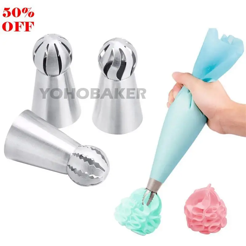 

1PCS Cupcake Stainless Steel Sphere Ball Shape Icing Piping Nozzles Pastry Cream Tips Flower Torch Pastry Tube Decoration Tools
