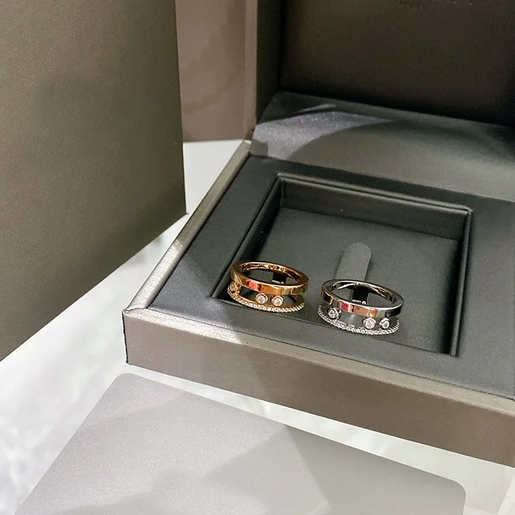 

925 Sterling Silver Hot Brand Elegnat Band Rings For Women Pave Stone High Quality Female Jewelry Brief Style Gift