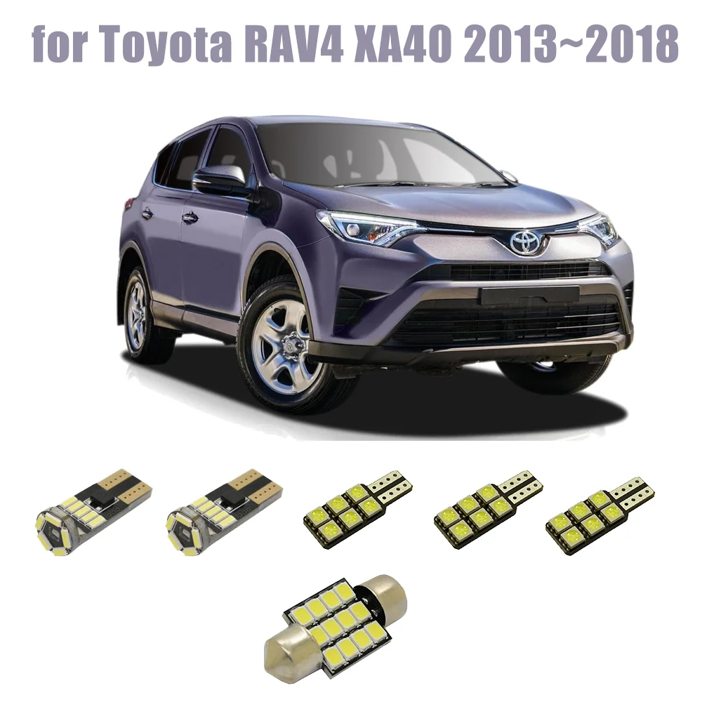 

for Toyota RAV4 XA40 2013~2018 Night Interior Lamps Dome Roof lights LED 4x4 Trunk Reading Lamp White Canbus Bulbs Accessories