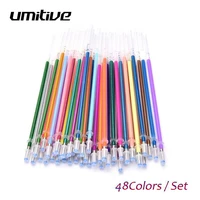 umitive 48 pcsset flash ballpoint gel pen highlighters refill color full shinning refills for adults coloring books painting