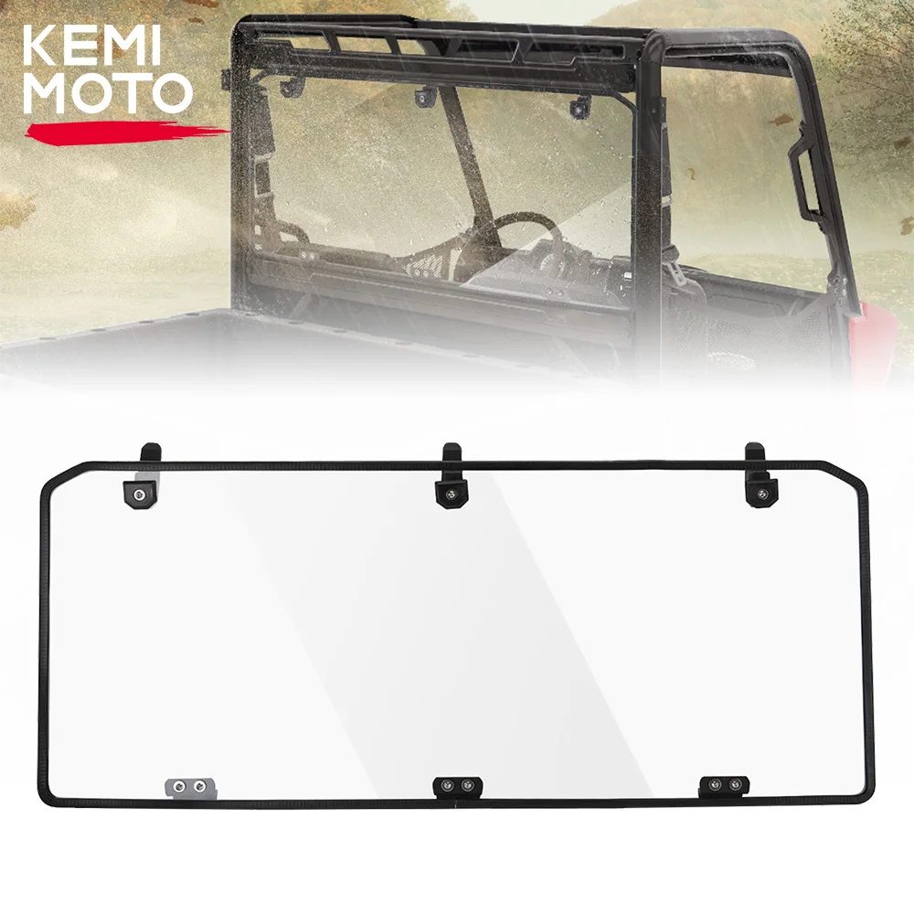 

KEMIMOTO UTV Compatible with Polaris Ranger Midsize 500 570 Crew SP ETX RGR-22 EV 2015+ Rear Clear Windshield Window Hard PC