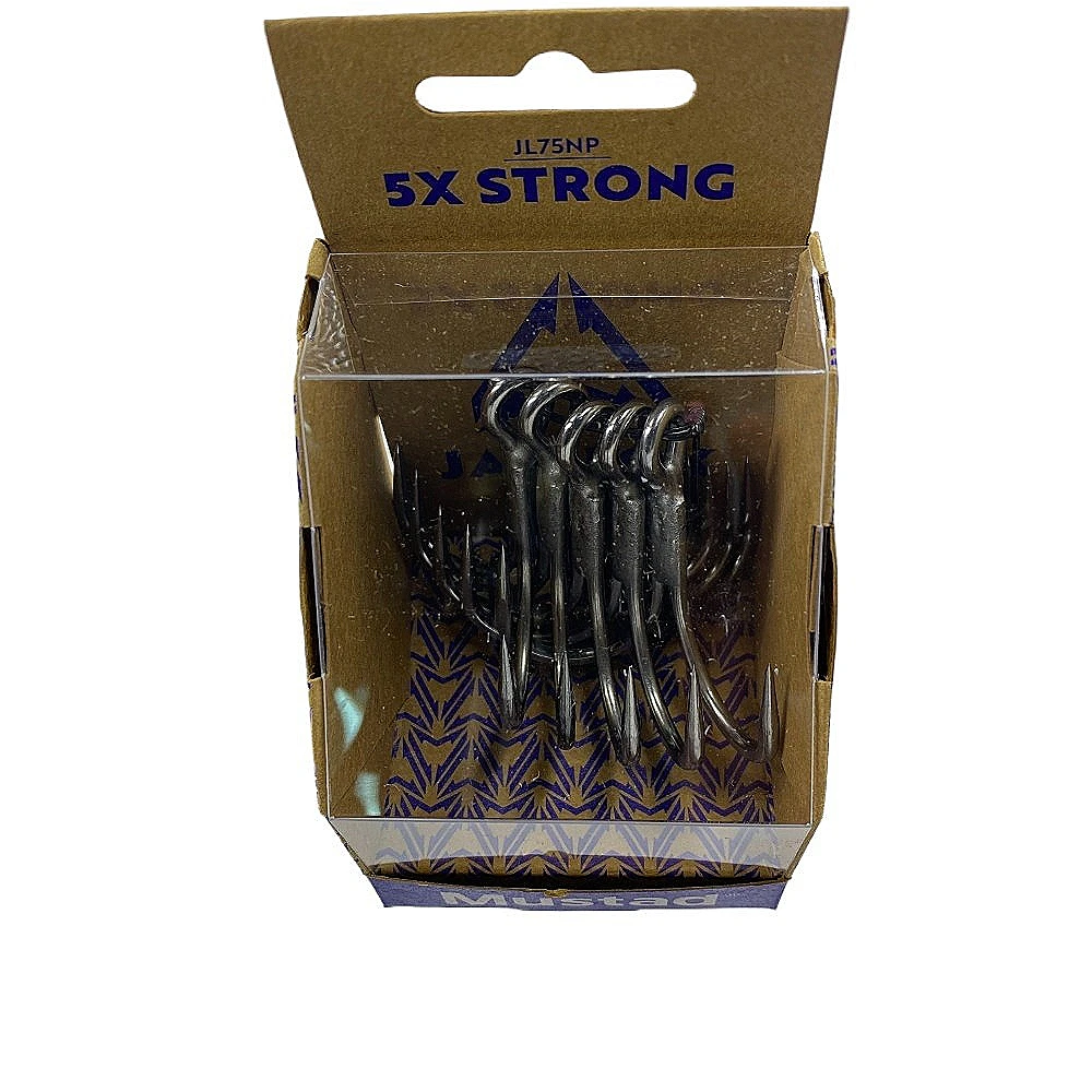 Фото Mustad JL75NP Jaw Lok in-Line 5X Strong Big Game Приманка для морской воды Тройной рыболовный крючок №2