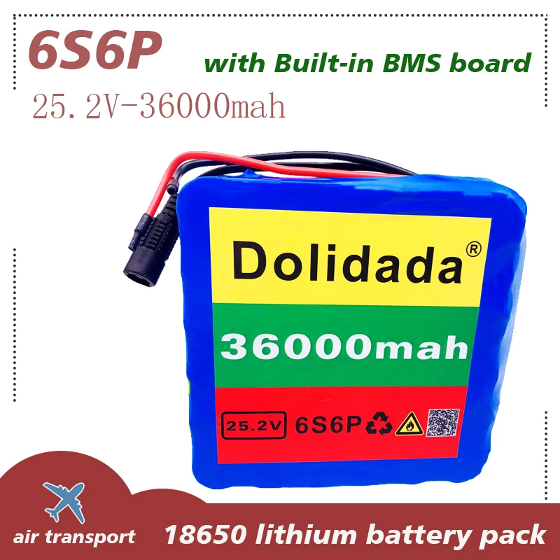 

6S6P 24V 36Ah 25.2V lithium battery pack batteries for electric motor bicycle ebike scooter wheelchair cropper with BMS