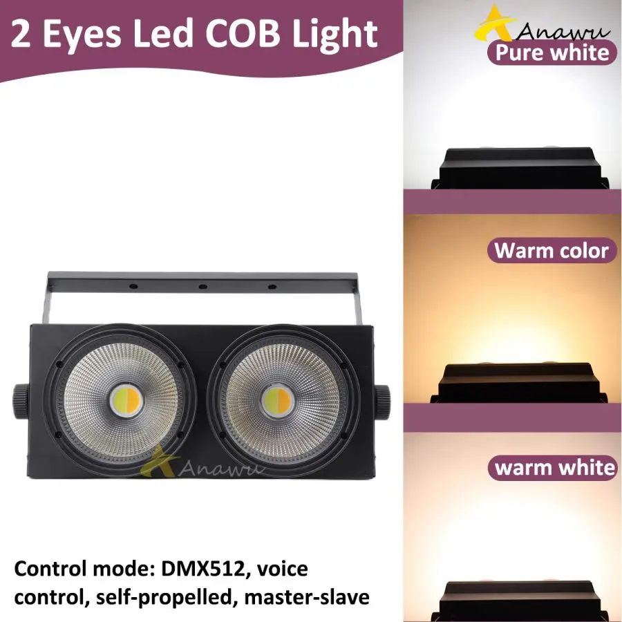 Профессиональный 2x100W 2 глаза COB Light DMX сценическое освещение 200 Вт холодный/теплый