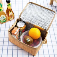 portable wicker rattan outdoor picnic bag waterproof tableware insulated thermal cooler food container basket for camping p f7j3
