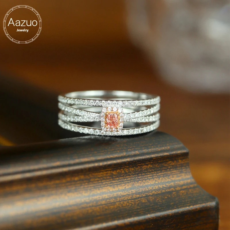 Aazuo Find Jewelry розовый и белый бриллиант 18-каратное твердое золотое классическое