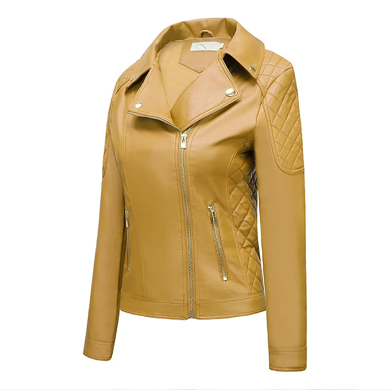 Women's Lapel Casual Ladies Leather Jacket Tops enlarge