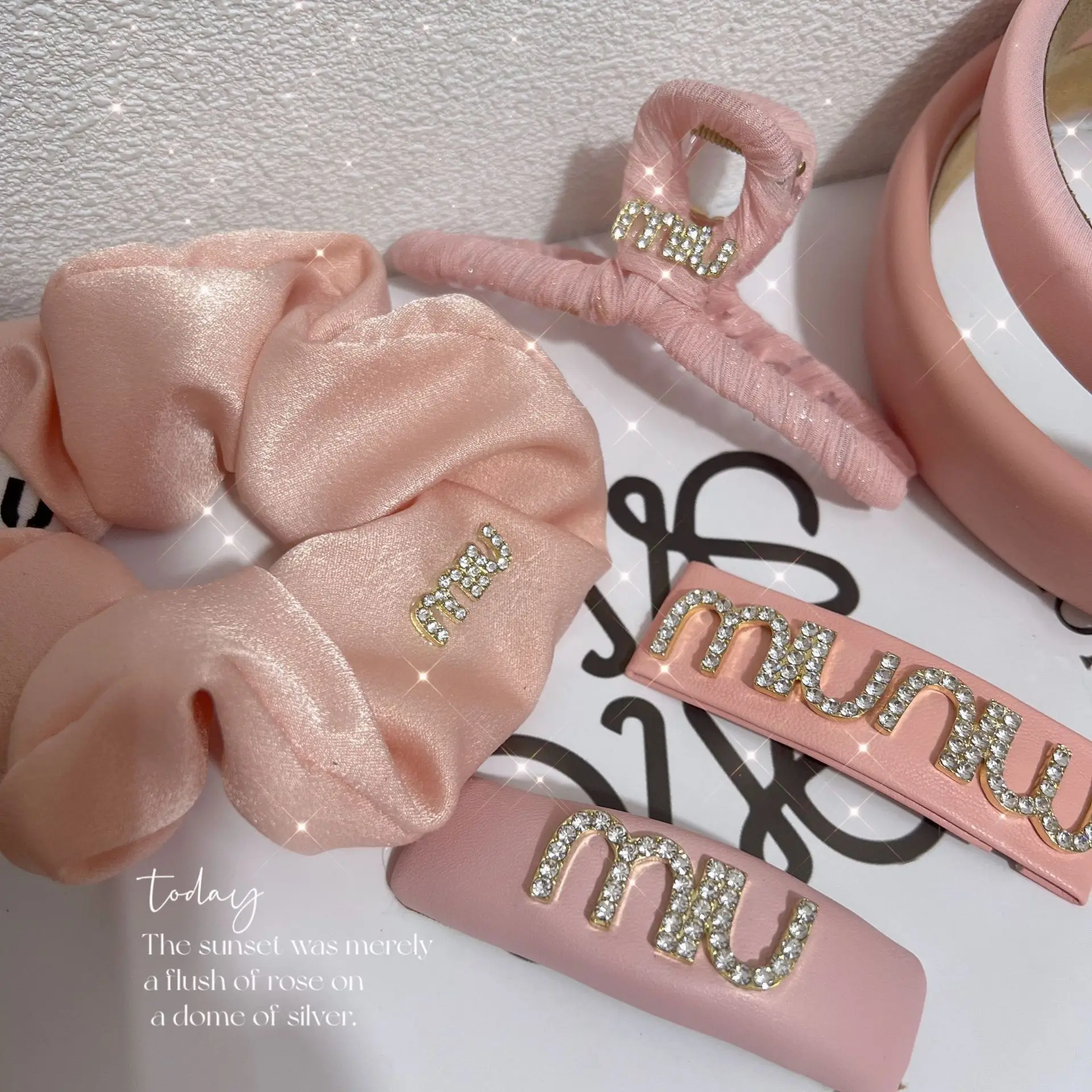 

Leather Pink Sweet Letters Alloy Rhinestone Hair Clip Banger Headdress