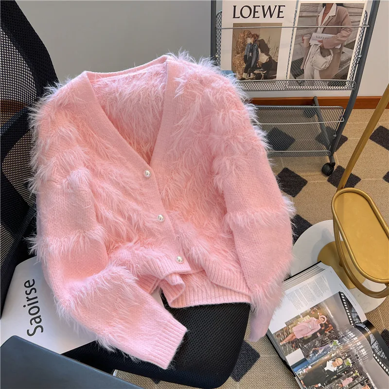 

Cropped Cardigan Sweaters for Women New Autumn and Winter Versatile Lax Lazy Wind Korean Version Knitted Cardigan