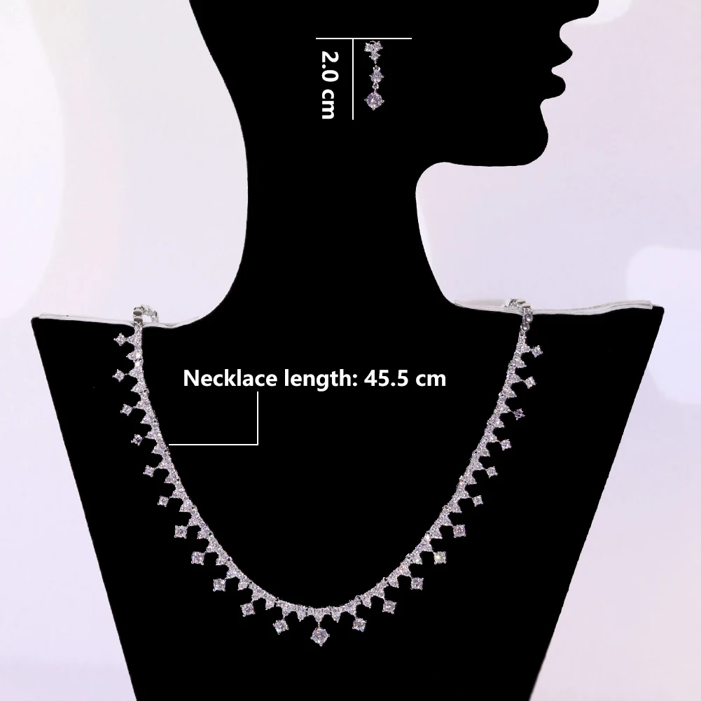 2024 роскошный дизайн белое ожерелье с микро-паве циркониевое комплекты ювелирных