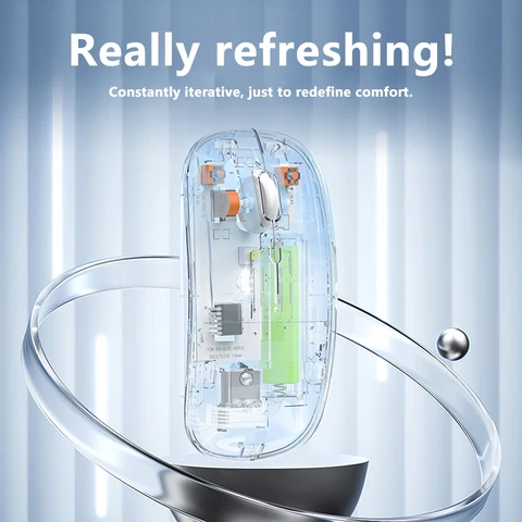 Беспроводная игровая мышь kebidumei прозрачная 2.4G  RGB