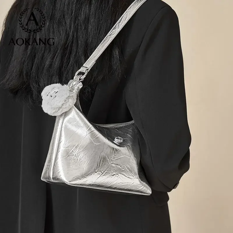 Женская Глянцевая сумка Aokang яркая универсальная через плечо 2024
