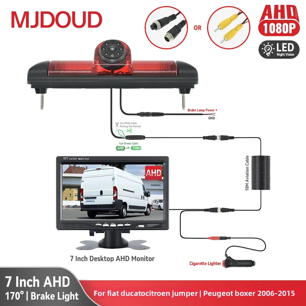 Фото MJDOUD °   Автомобильный стоп-сигнал AHD 1080P FIAT Ducato, камера заднего вида с 7-дюймовым монитором для CITROEN Jumper PEUGEOT Boxer 2006-2015 №1