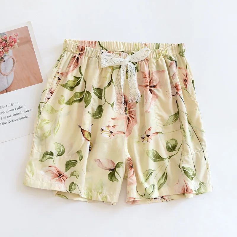 Pajama Pants Women's Summer Cotton Shorts Thin Section Loose Large Size Air-conditioned Pants Women's Home Wear