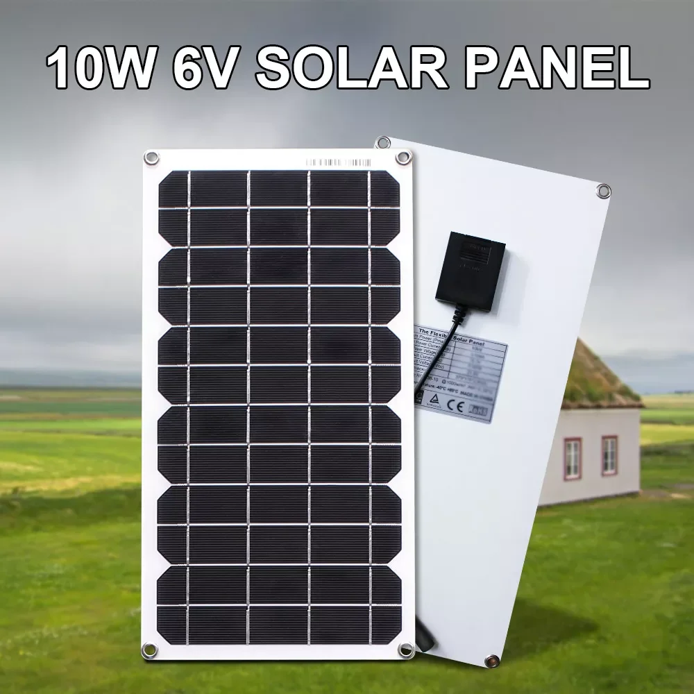 

2023NEW 10w 6v solar generator charger mini semi flexible diy solar panel with battery clips