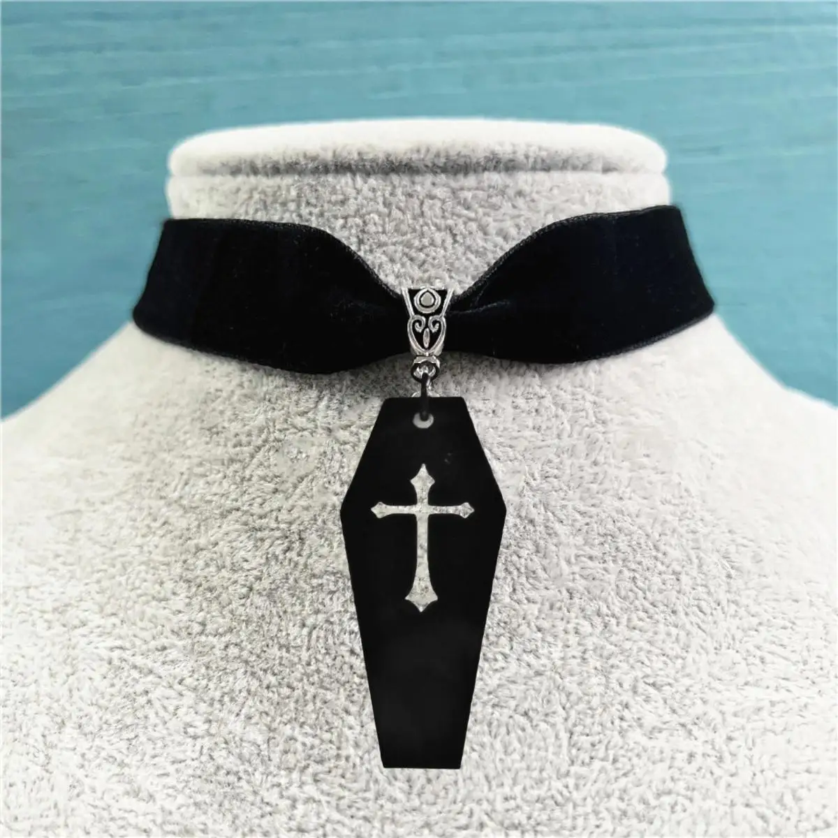 Женское ожерелье с подвеской Goth черное крестом в гробу подвеска-чокер стиле панк